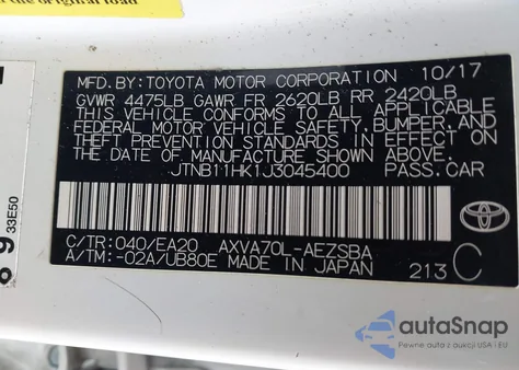 2018 Toyota Camry Se z USA, uszkodzony, nr VIN JTNB11HK1J3045400